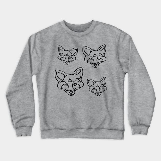 Minimal Fox Pattern, Fox Pack Crewneck Sweatshirt by badlydrawnbabe